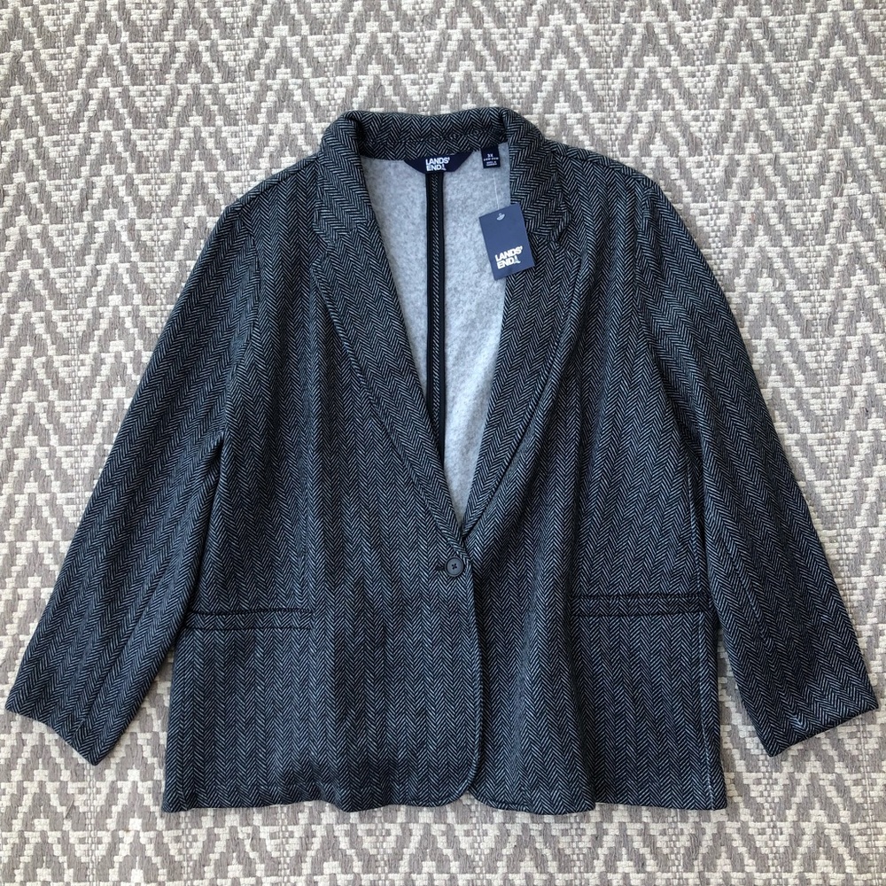 Lands End sweater fleece single button blazer jacket size 3X